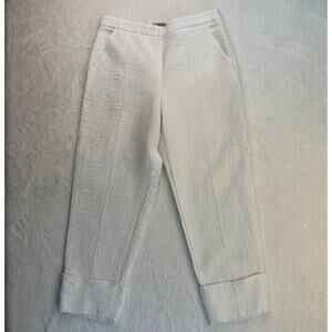 Rachel Comey Rotation Cropped Cuffed Pants Italian Foam Jacquard White Size 8